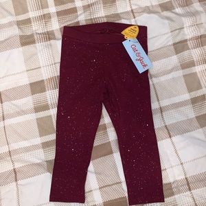 NWT- Cat & Jack maroon sparkly leggings. 18 mo’s.